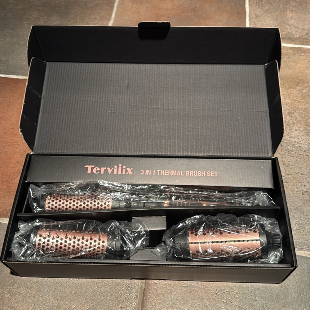 Terviiix PRO Thermal Brush Set Voluminous Style Adjustable Temp, 3-in-1 Curling